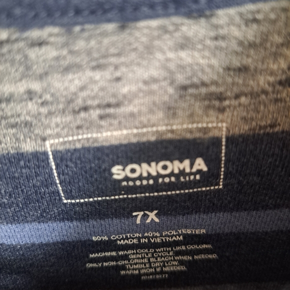 Sonoma Boys Blue Gray Striped Long Sleeve Sweater Size 7X - Picture 3 of 4